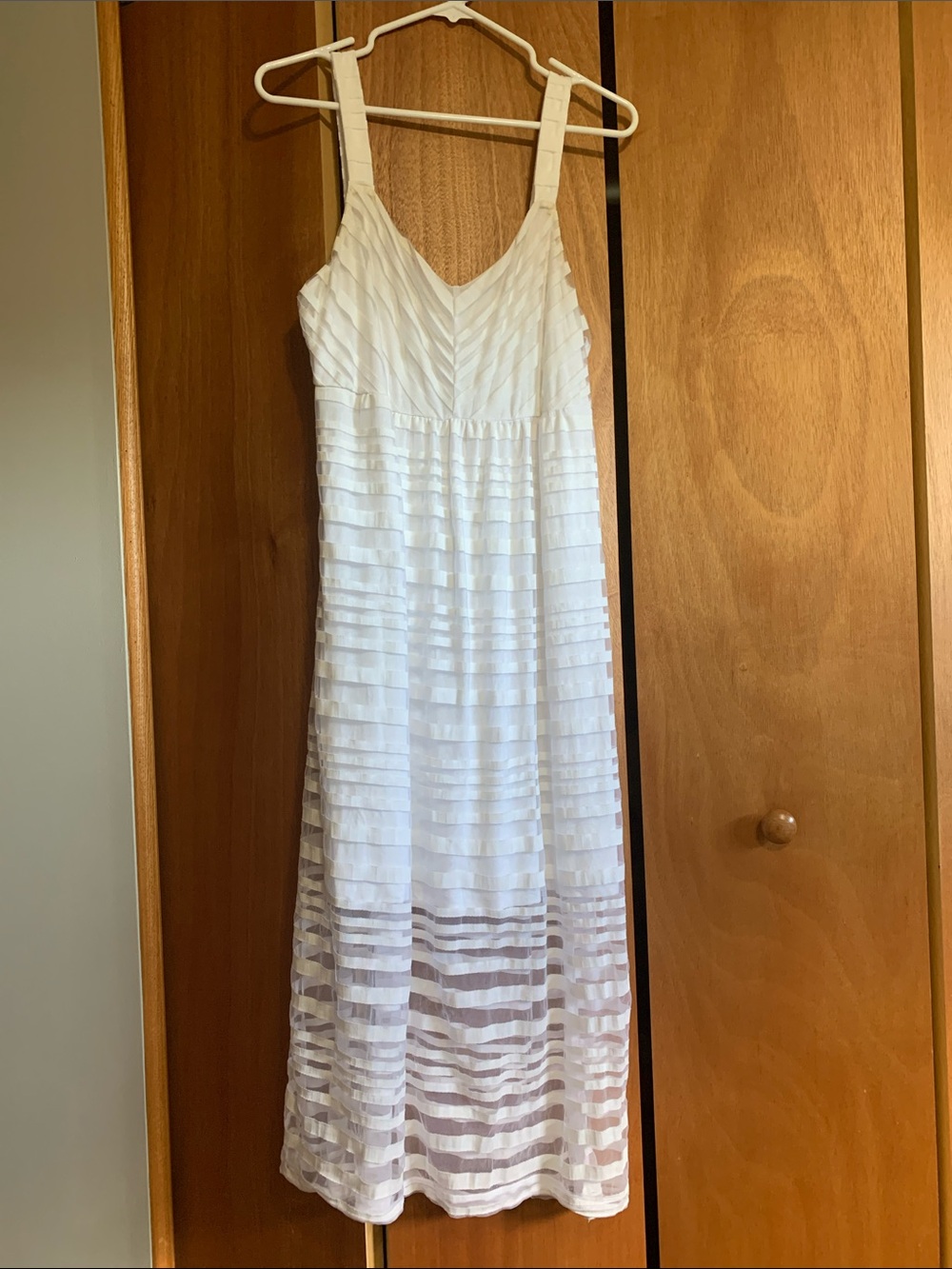 Soma White Sheer Striped V-Neck Maxi Dress